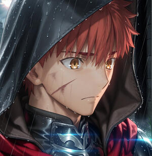 ***Emiya Shirou*** canon divergent portrayal of emiya shirou from the *fate* series. aged around 22-23, this shirou survived all three routes, with every outcome and has memories from hollow ataraxia. sakura supplies him with an increase in magical energy. with the help of b
